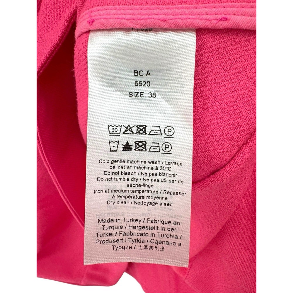 GANNI Hot Pink Mini‎ Dress V-Neck Short Sleeve A-Line Scandi Chic Size 38 US 6 - Picture 5 of 7